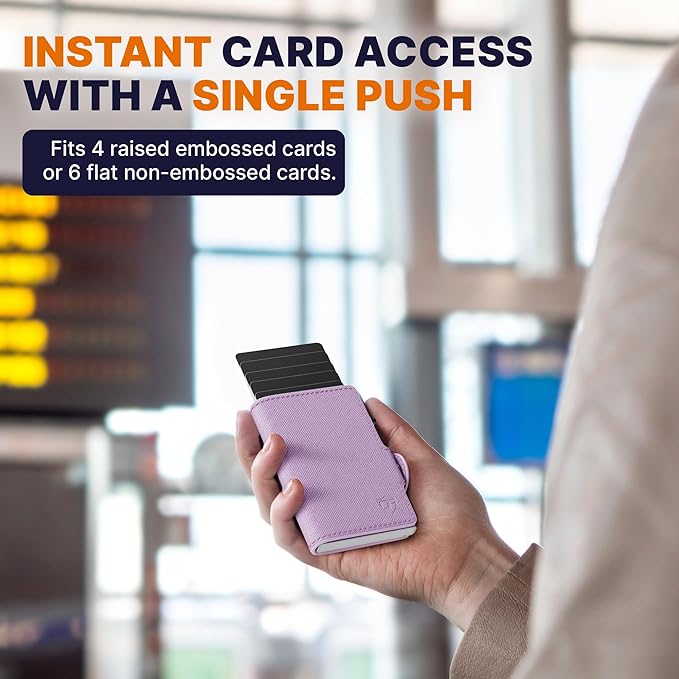 Conceal Plus Small RFID Wallet Women, Slim Compact Travel RFID Blocking Credit Card Holder Womens Wallet, Smart Pop Up RFID Minimalist Card Case, Capacity 6-10 Cards Plus Cash & ID