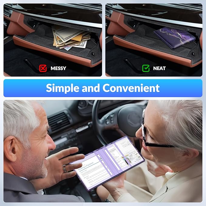 Car Registration and Insurance Card Holder，Vehicle Glove Box Car Organizer，Accessories Case for Storing Driving Licences, Cards, Documents