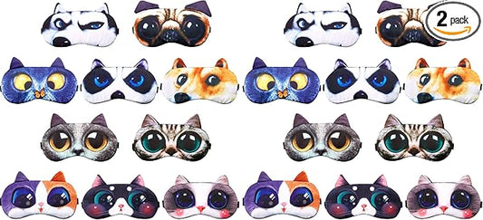 Syhood 20 Pack Funny Blindfolds for Party Game Cute Animal Sleep Mask Cat Dog Soft Blindfold Eye Cover with Adjustable Strap for Adults Men Women