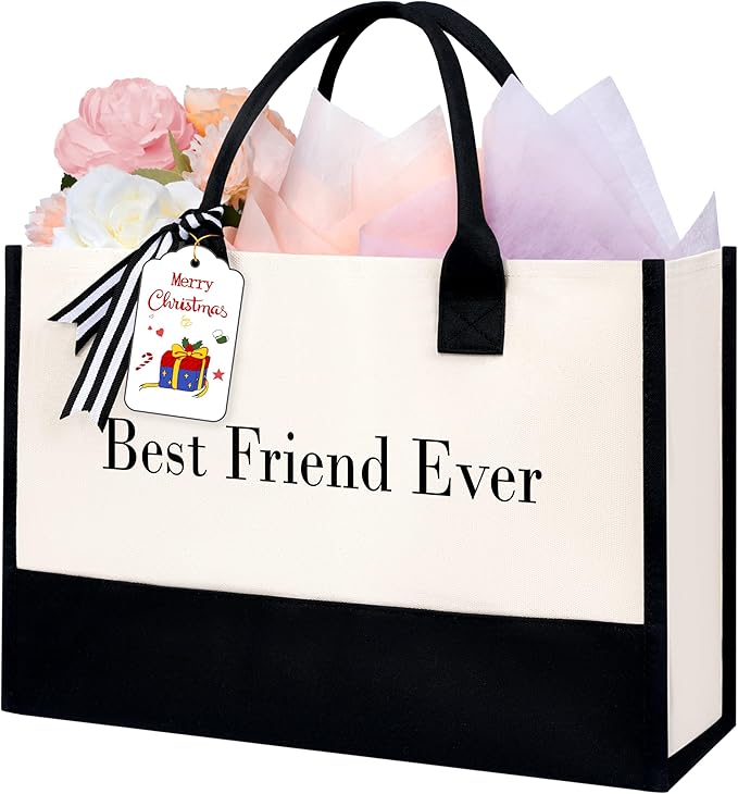 BAGAIL Initial Tote Bag, Personalized Birthday Gifts for Women, Teacher, Friends, Mom, Wedding, Monogrammed Beach Bag