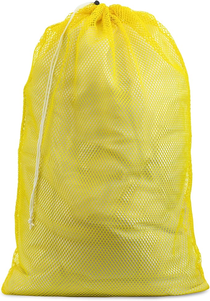Handy Laundry Mesh XL Laundry Bag - Durable, Machine Washable with Secure Drawstring Closure - Perfect for College Dorms, Laundromats, Apartments (Yellow, Large 24" x 36")