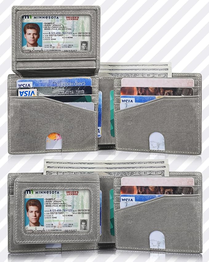 Artpaxy Mens Wallet Bifold Genuine Leather RFID Blocking Wallet for Men with 2 ID Windows 12 Card Holders 2 cash pockets 1 Gift Box