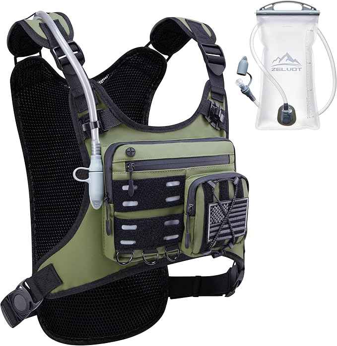 Running Vest with 2L Water Bladder, Hydration Pack, USA Original Patent, Lightweight Hydration Backpack with Gear Holder, Reflective Chest Pack for Men Women for Marathon Hiking