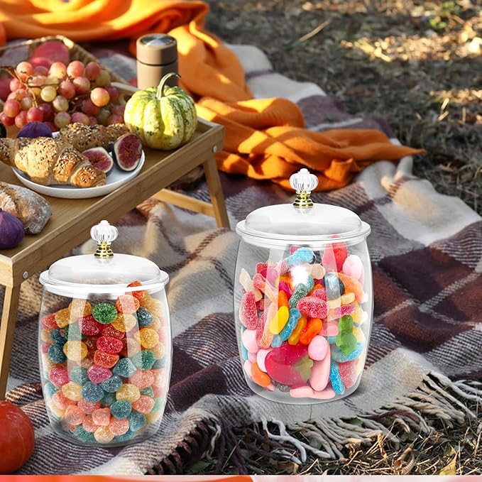 Wtyouesm 8 Pack Airtight Plastic Candy Jars with Locks, Clear 64 oz Cookie & Snack Storage Containers - Leakproof, Kitchen Pantry Organization for Home, Wedding, Bathroom Decor