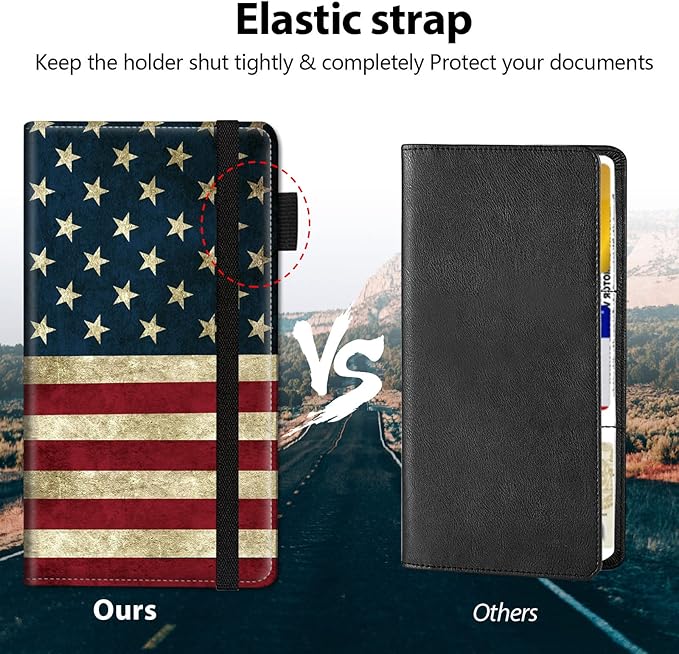 Car Registration and Insurance Holder, Cool Car Accessories for ID, Driver's License Cards & Essential Document, business cards, Men&Women,Old American Flag