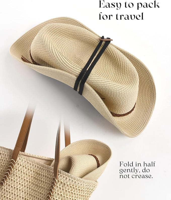 FURTALK Sun Hats for Women Summer Wide Brim UV UPF 80+ Panama Fedora Foldable Packable Straw Beach Hat