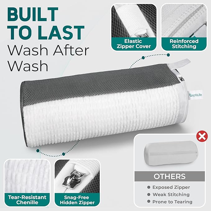 2 Pack Shoe Washing Machine Bag – Reusable Chenille Laundry Shoe Bag for Washing Machine/Dryer with Adjustable Shoe Trees, Deep Clean Protection for Sneakers, Tennis Shoes, Men & Women