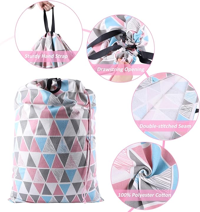 SWISSELITE Laundry Bag with Handle and Drawstring, Large Heavy Duty Laundry Bag, 28 x 40 Inches Travel Dirty Clothes Bag for Laundromat and Household