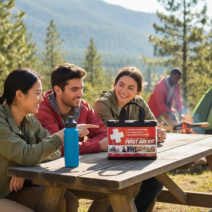 M2 BASICS Premium 300-Piece Emergency First Aid Kit (40 Unique Items) for Home, Car, Business, Travel & Outdoors – Durable Carry Bag, Medical Supplies for Camping & Sports