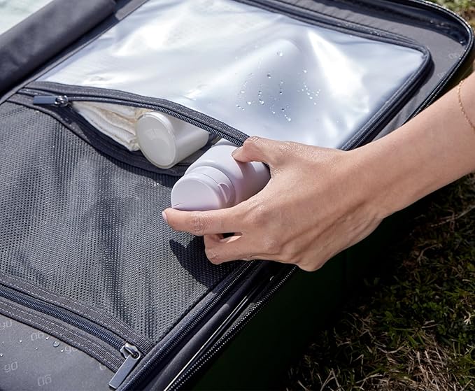 NINETYGO Trunk Luggage 22 Inch, Small Checked Luggage with Double Spinner Wheels, Anti-Burst Zipper, Hard Case PC Suitcase, Lightweight Travel Luggage, TSA Approved (Topaz Blue, Hudson)