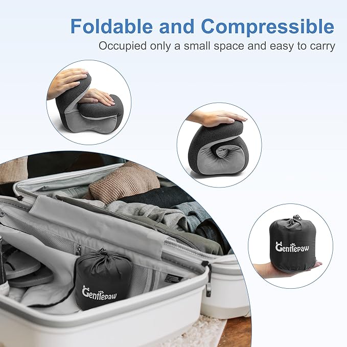 Travel Pillow - Memory Foam Cervical Neck Pillow for Adults, Kids, Children, Convenient & Portable U Shaped Pillows, Airplane Pillow for Home, Office, Camping, Travelling, Sleeping (Black)