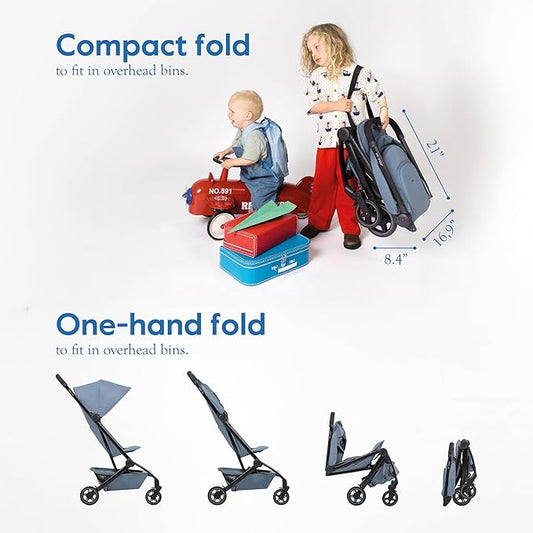 Joolz Dot Ultra Lightweight Travel Stroller for Toddler – Compact & Airplane Stroller (only 12.2lbs) -One-Handed Folding Design - UPF 50+ Canopy - Reclining Seat - (Space Black)