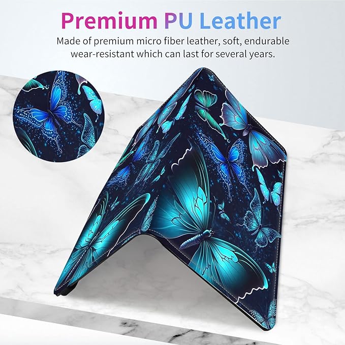 Car Registration and Insurance Holder,Leather Insurance License and Registration Card Holder for Car Glove Box, Auto Truck Document Holder Organizer for Men Women-Blue Butterflies in Night Sky