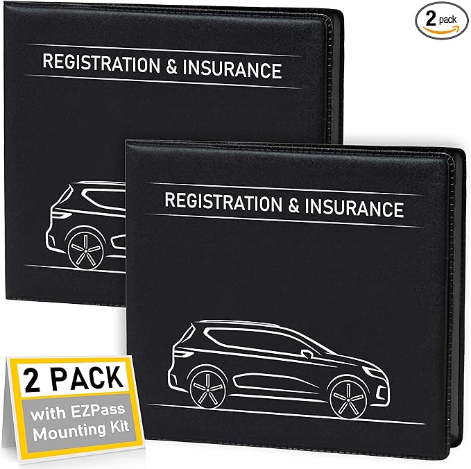 CANOPUS Car Registration and Insurance Holder, Car Document Holder, Vehicle Registration and Insurance Card Holder, Wallet for Auto, Trailer, Motorcycle, Truck, Vehicle Paperwork Organizer (2 Pack)