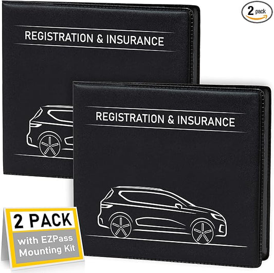CANOPUS Car Registration and Insurance Holder, Car Document Holder, Vehicle Registration and Insurance Card Holder, Wallet for Auto, Trailer, Motorcycle, Truck, Vehicle Paperwork Organizer (2 Pack)