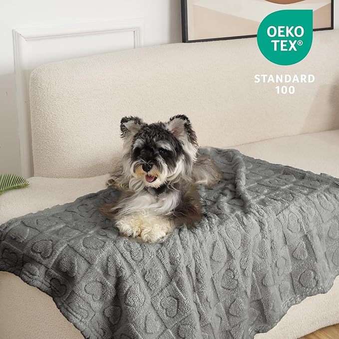 gogobunny Calming Plush Dog Cat Blanket 300GSM Coral Fleece, Ultra-Soft Machine Washable Pet Bedding for Small Medium Dogs Cats Puppies Kittens (Anthracite, 40x50)