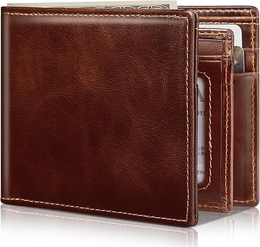 Artpaxy Mens Wallet Bifold Genuine Leather RFID Blocking Wallet for Men with 1 ID Windows 13 Card Holders 2 cash pockets 1 Gift Box