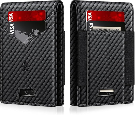 Wallet for Men Slim Leather Wallets for 13-17 Cards, RFID Blocking Thin Card Holder Wallet with ID Window & Large Capacity Cash Slot, Minimalist Bifold Small Wallet for Front Pocket, Gift for Men