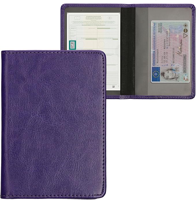 kwmobile Registration and Insurance Holder - Car Document Holder for Vehicle Documents and Cards - PU Leather - Black