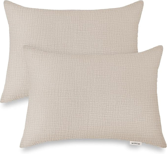 Toddler Pillowcases for 14"x20" Pillow 2 Pack, Muslin Small Toddler Baby Kids Travel Pillow Covers for Boys Girls with Envelope Closure (Beige, 14 x 20 Inch)