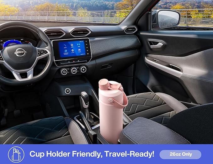 POWCAN 26 oz Insulated Water Bottle with 2-in-1 Straw and Spout Lid, Keep Cold 24H, Leak-Proof, Fits in Car Cup Holder, Stainless Steel Water Bottle for Sports, Travel, and School (Lupine)