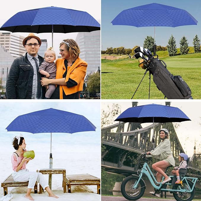 Satol 46/54/62 Inch Large Golf Umbrella, Windproof 10 Ribs Automatic Open/Close Oversize Double Canopy Vented Portable Folding Travel Umbrellas, UPF 50+ Sun & Rain Compact Umbrellas for Outdoor