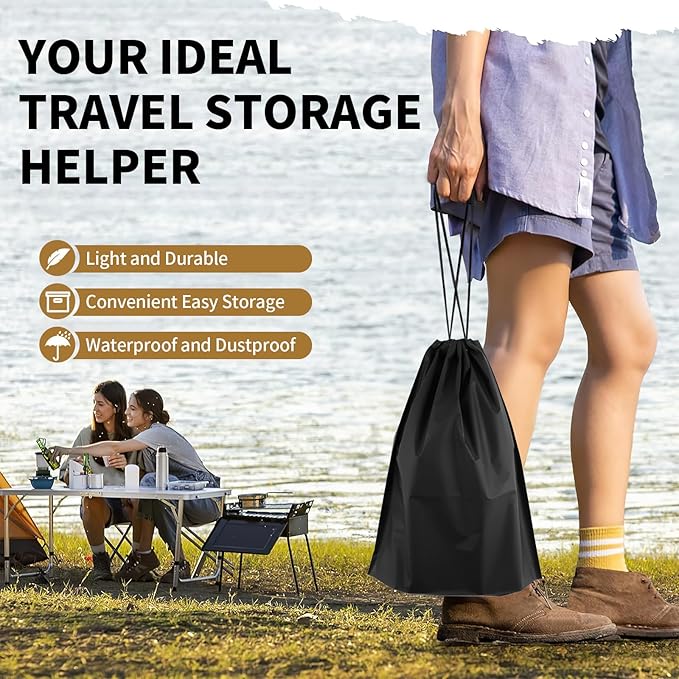 50 Pack Shoe Bags for Travel, 15.7" x 11.8" Black Travel Shoe Bags for Packing, Large Waterproof Portable Drawstring Travel Shoe Storage Bag Travel Essentials Women for and Men