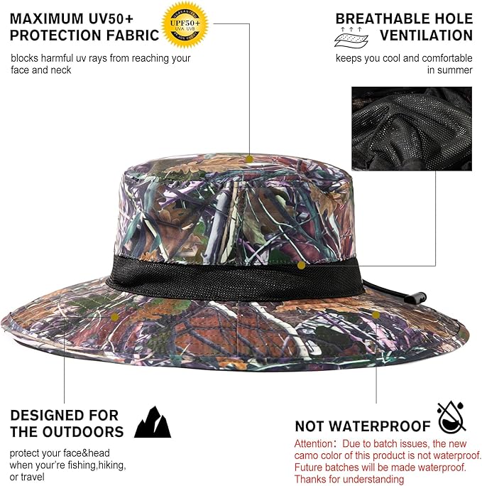 Oversized XL XXL Waterproof Sun Hat for Big Heads Mesh Bucket Hat Wide Brim Adjustable Packable Hiking Beach Fishing