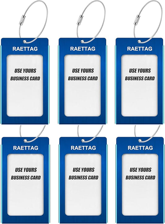 Luggage Tags Metal Suitcase Tags Travel Bag ID Identifier Luggage Tag (Blue 6-Pack)