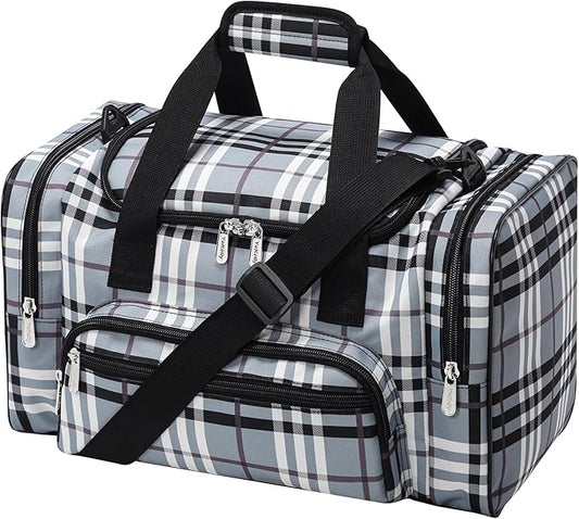 17 inch Small Duffle Bag - Carry On Weekender Bag for Travel Gym Sport - Gray/White
