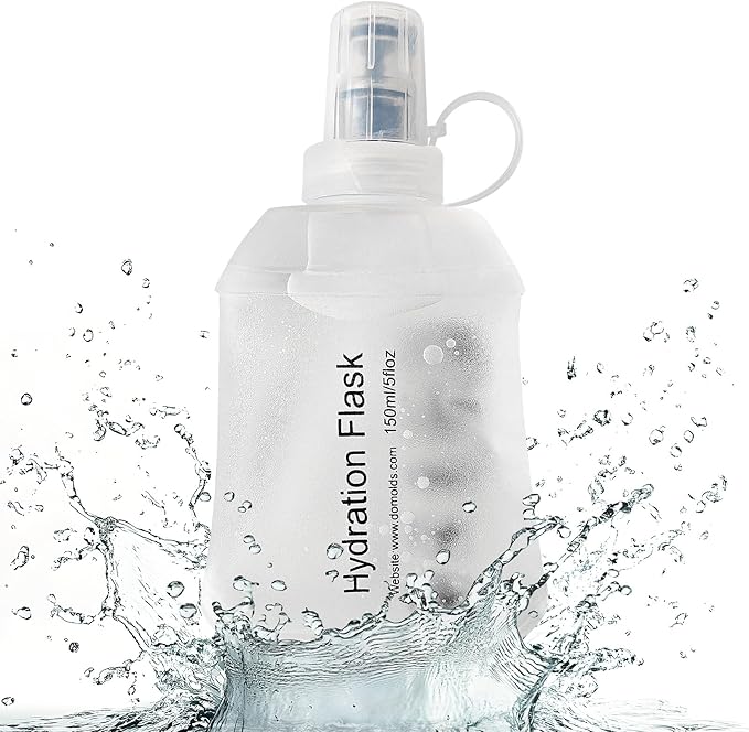 FR 150ml Soft Flask, Collapsible Soft Water Bottle for Hydration Packs - Running & Hiking Folding Water Bottle （White）