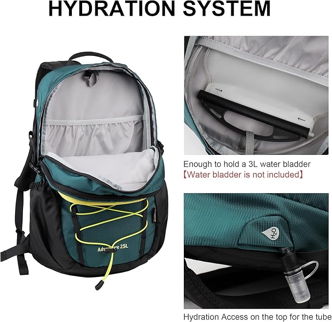 MOUNTAINTOP Hiking Backpack,25L Camping Backpack, Men Women Hiking Daypack Lightweight Travel Backpack for Climbing(Deep Green)