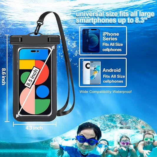 Up to 8.3" 4 Pack Multicolor Universal Waterproof Phone Pouch, Large Phone Waterproof Case Dry Bag,Protection Level: IP68,Outdoor Sports for Apple iPhone,Samsung,and More,White,Blue,Red,Purple
