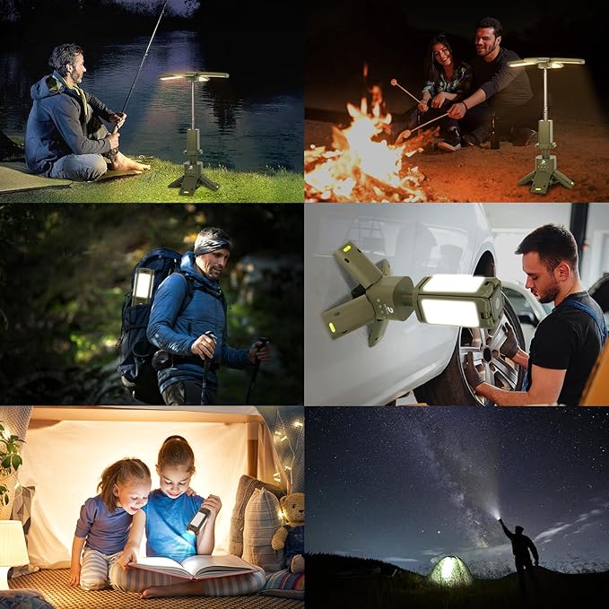 DUSKTEC Telescopic Camping Lights Rechargeable 14000mAh Led Camping Lantern Up to 8000LM Outdoor Camping Light Portable Camping Light Dimmable Camping Lamp IPX7 Waterproof Camp Lights Multifunction