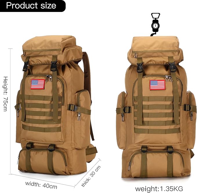 King'sGuard 70L Camping Hiking Backpack Tactical Backpack Military Molle Rucksack Backpack for Outdoor