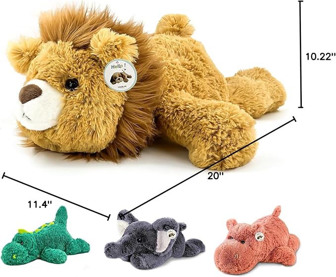 20" | 4 Pounds Weighted Stuffed Animals,Sensory Comfort Plush Throw Pillow Toy, Soft for Home & School, Kawaii Plushies Hugging Toy Gifts for Kids & Adults (Lion, 20 inch 4 Pounds)