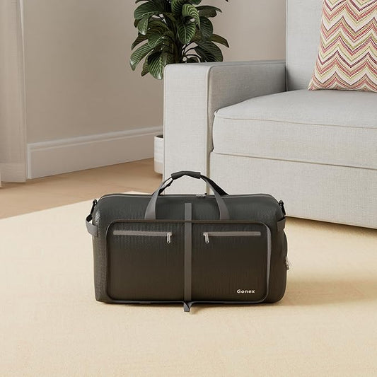 Gonex 40L 60L 80L 100L 150L Large Foldable Travel Duffle Bag with Shoes Compartment, Packable Lightweight Water Repellent Duffel Bag for Camping Gym Weekender Bag