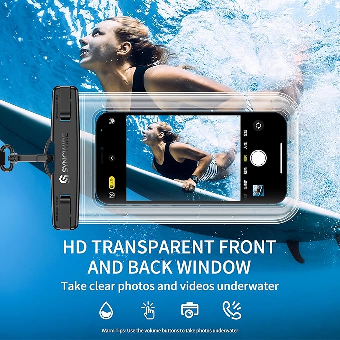 SYNCWIRE Waterproof Smartphone Pouch [Pack of 2], IPX8 Touch Sensitive Waterproof Bag for Phone iPhone 13 Pro Max, 12, 11 Pro, XS Max, XR, XS, X,7 8, Samsung S21/S20/S10, Huawei P30 Pro - 7 Inch