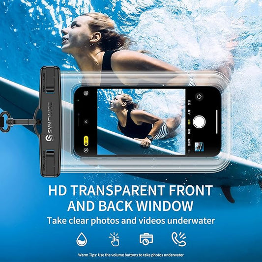 SYNCWIRE Waterproof Smartphone Pouch [Pack of 2], IPX8 Touch Sensitive Waterproof Bag for Phone iPhone 13 Pro Max, 12, 11 Pro, XS Max, XR, XS, X,7 8, Samsung S21/S20/S10, Huawei P30 Pro - 7 Inch