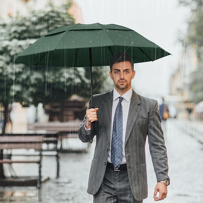 G4Free 42/46/54/62 Inch Large Golf Umbrella Compact Reverse Travel Umbrella 10 Ribs Windproof for Rain Double Canopy Automatic Open Close