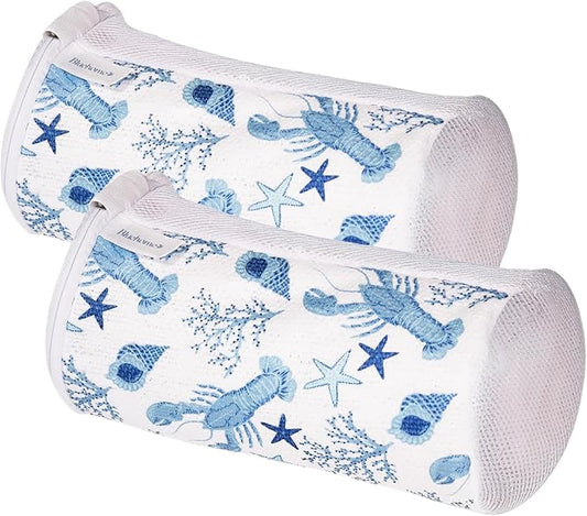 Shoe Washing Machine Bag with Sneaker Brush – 2-Pack Reusable Chenille Laundry Bags for Sneakers, Delicates, Travel & Storage – Ocean Print Stylish Design – by Bluehome