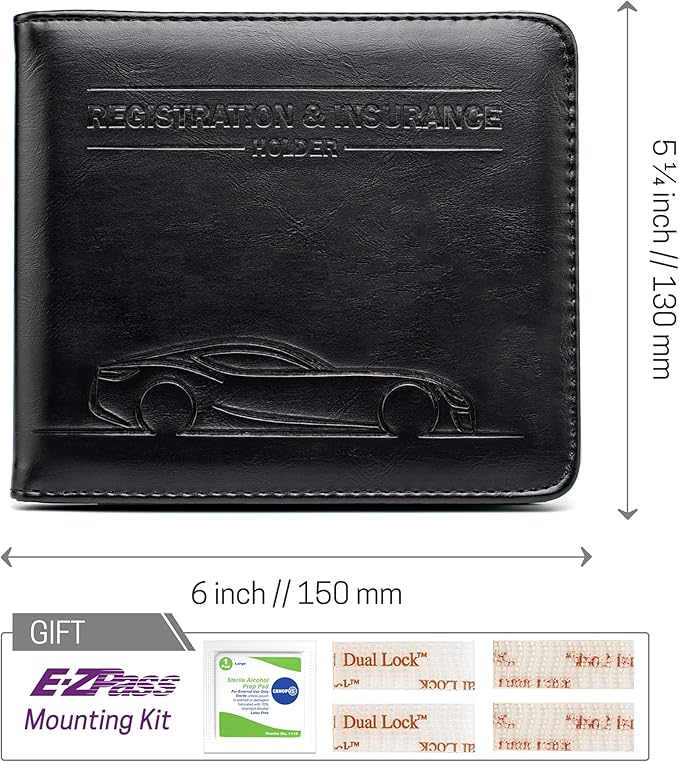 CANOPUS Car Registration and Insurance Holder, Magnetic Closure, Embossed Card Document Holder, Vehicle Glove Box Organizer, Wallet for Auto, SUV, Motorcycle, Truck, Waterproof, Car Model