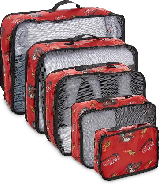 Disney Minnie Mickey Stitch Packing Cubes - Winnie the Pooh, Princess Cinderella, Cars, Toy Story 5 Piece Packing Cubes Compression - Travel Essential - Luggage Suitcase Organizer Set