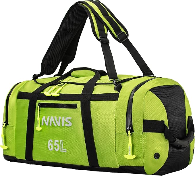 65L Sailing Bag Duffel - Waterproof Multi-Functional Dry Backpack with Wet/Dry Storage, 1680D Heavy Duty Nylon