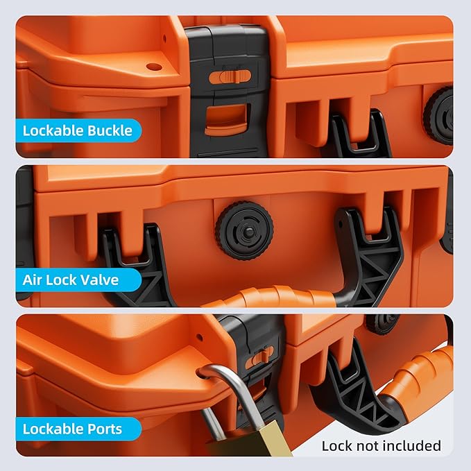 Orange Starlink Mini Case, Hard Waterproof Travel Case for Star Link Mini with Molded Foam for Accessories, Lockable Storage Bag