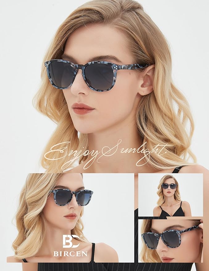 Polarized Sunglasses For Women UV - Protection Womens Trendy Fashion Large Shades With Acetate Frame BC2110