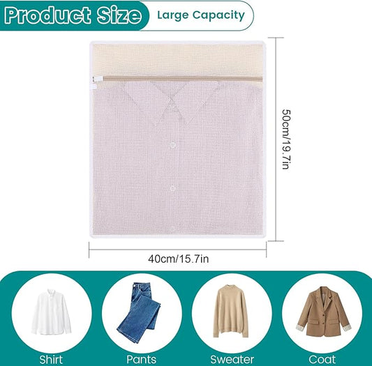 4Pcs Durable Cotton Mesh Laundry Bags for Delicates, 16×20inch Large Breathable Laundry Mesh Wash Bags with Sturdy Zipper for Delicates, Clothes, Pants, Underwear, Bra, Socks (L)