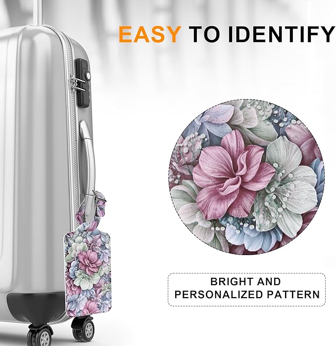 4 Pack Luggage Tag for Suitcases TSA Approved, Leather Suitcase Tags Identifiers, Cute Bag Name Travel Tags ID Labels for Women Men Cruise Airport Luggage Travel Essentials by Sodsay