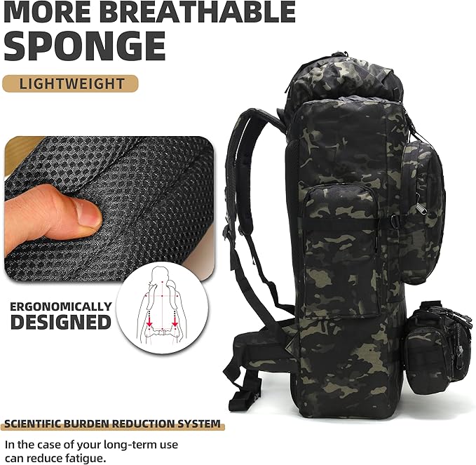HongXingHai 100L Camping Hiking Backpack,Molle military Tactical rucksack backpack,Waterproof Lightweight Hiking Backpack
