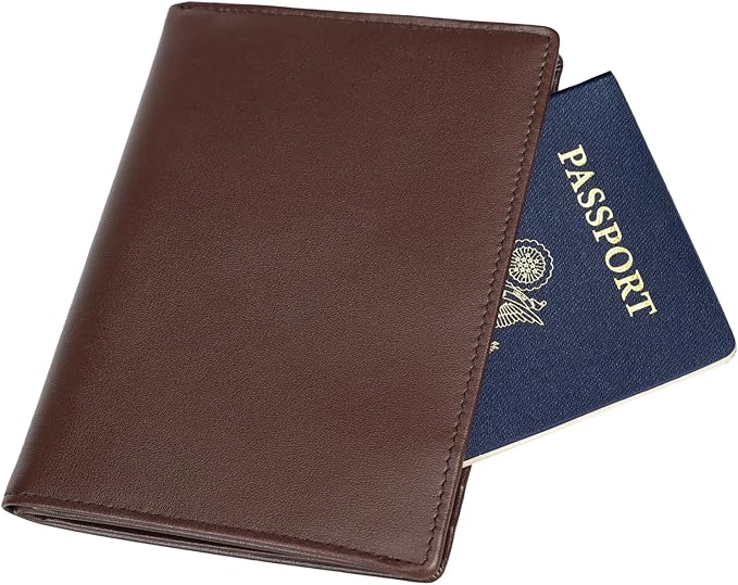 Polare Luxury RFID Blocking Leather Passport Holder Travel Wallet For Men and Women (Coffee)